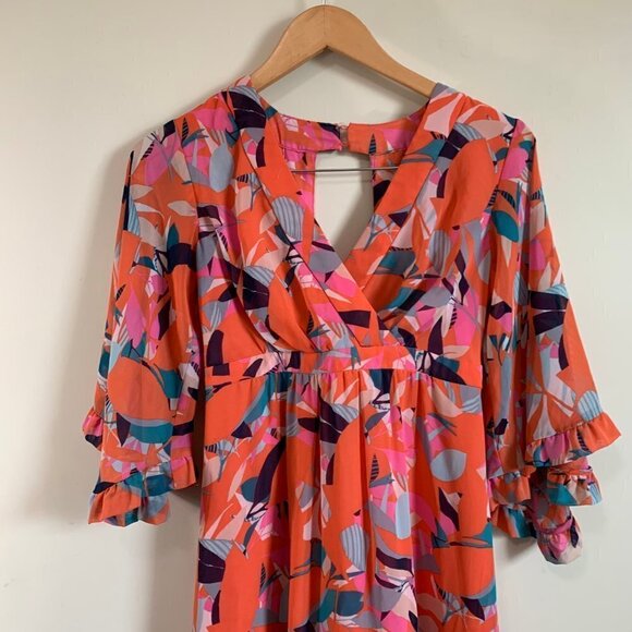 Clover & Sloane Flutter Sleeve Floral Mini Dress Women's Size XS - Picture 3 of 8